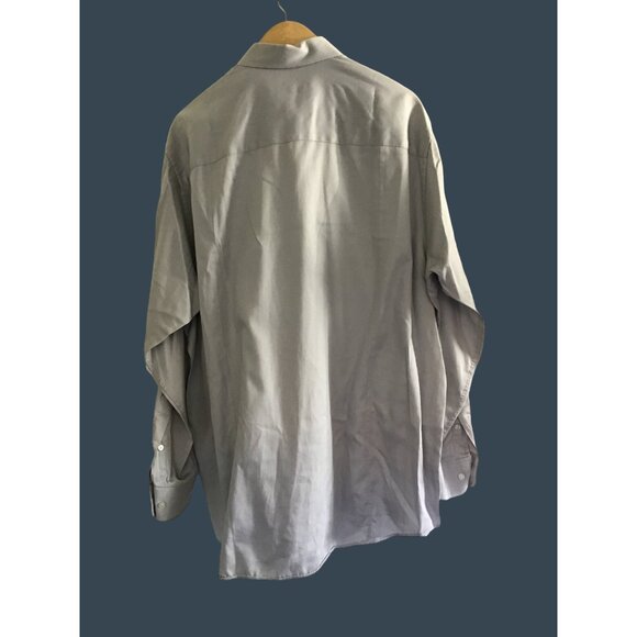 CALVIN KLEIN- MENS GREY BUTTON-DOWN LONG SLEEVE97% COTTON SHIRT SIZE NECK 17 - Picture 3 of 7